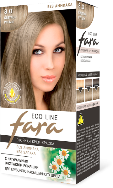 Fara Стойкая крем-краска для волос Eco Line 8.0 - Светло-русый Fara Стойкая крем-краска для волос Eco Line 8.0 - Светло-русый