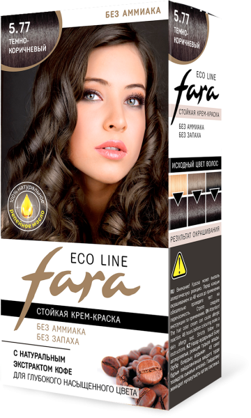 Fara Стойкая крем-краска для волос Eco Line 5.77 - Темно-коричневый Fara Стойкая крем-краска для волос Eco Line 5.77 - Темно-коричневый