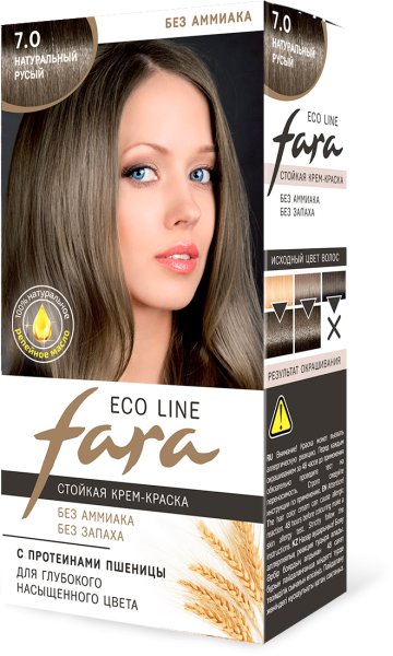 Fara Стойкая крем-краска для волос Eco Line 7.0 - Натуральный русый Fara Стойкая крем-краска для волос Eco Line 7.0 - Натуральный русый