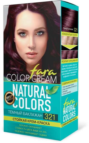 Fara Стойкая крем-краска для волос Natural Colors 321 - Темный баклажан Fara Стойкая крем-краска для волос Natural Colors 321 - Темный баклажан