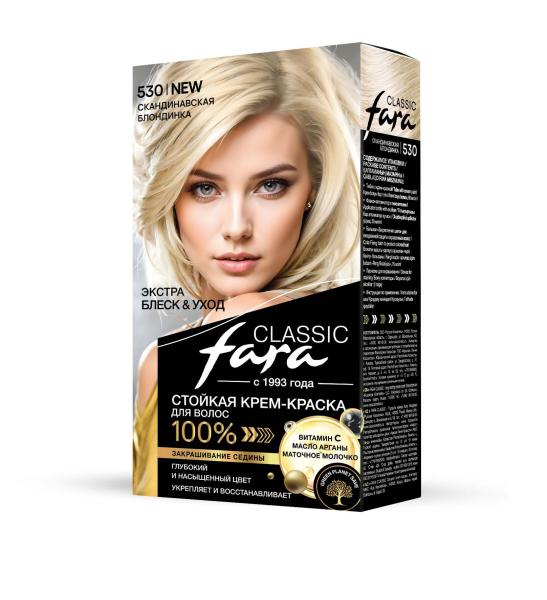 Fara Стойкая крем-краска для волос Classic 530 - Скандинавская блондинка Fara Стойкая крем-краска для волос Classic 530 - Скандинавская блондинка