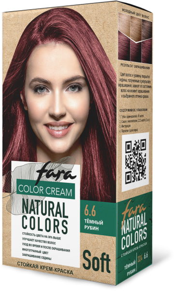 Fara Стойкая крем-краска для волос Natural Colors Soft 324 - Темный рубин 6.6 Fara Стойкая крем-краска для волос Natural Colors Soft 324 - Темный рубин 6.6