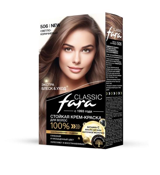 Fara Стойкая крем-краска для волос Classic 506 - Светло-коричневый Fara Стойкая крем-краска для волос Classic 506 - Светло-коричневый