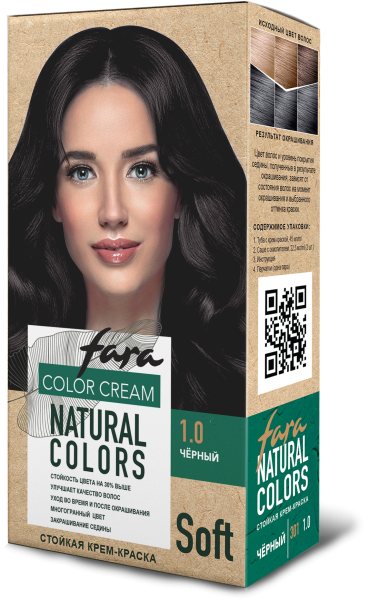 Fara Стойкая крем-краска для волос Natural Colors Soft 301 - Черный 1.0 Fara Стойкая крем-краска для волос Natural Colors Soft 301 - Черный 1.0