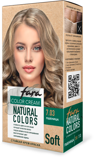 Fara Стойкая крем-краска для волос Natural Colors Soft 350 - Пшеница 7.03 Fara Стойкая крем-краска для волос Natural Colors Soft 350 - Пшеница 7.03