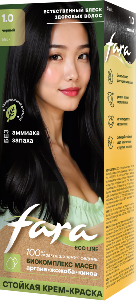 Fara Стойкая крем-краска для волос Eco Line 1.0 - Черный
