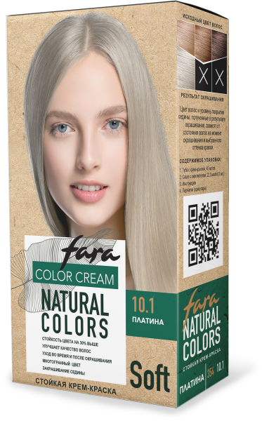 Fara Стойкая крем-краска для волос Natural Colors Soft 354 - Платина 10.1 Fara Стойкая крем-краска для волос Natural Colors Soft 354 - Платина 10.1