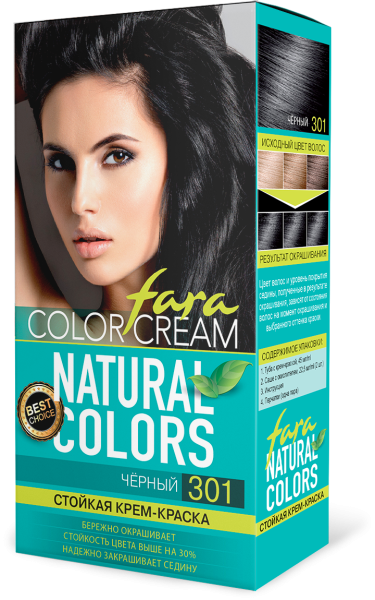 Fara Стойкая крем-краска для волос Natural Colors 301 - Черный Fara Стойкая крем-краска для волос Natural Colors 301 - Черный