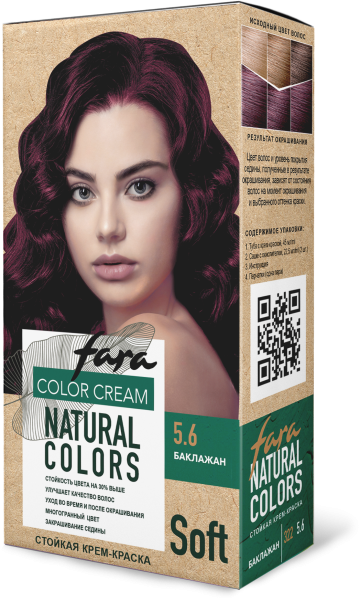 Fara Стойкая крем-краска для волос Natural Colors Soft 322 - Баклажан 5.6 Fara Стойкая крем-краска для волос Natural Colors Soft 322 - Баклажан 5.6