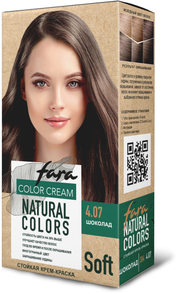 Fara Стойкая крем-краска для волос Natural Colors Soft  304 - Шоколад 4.07 Fara Стойкая крем-краска для волос Natural Colors Soft  304 - Шоколад 4.07