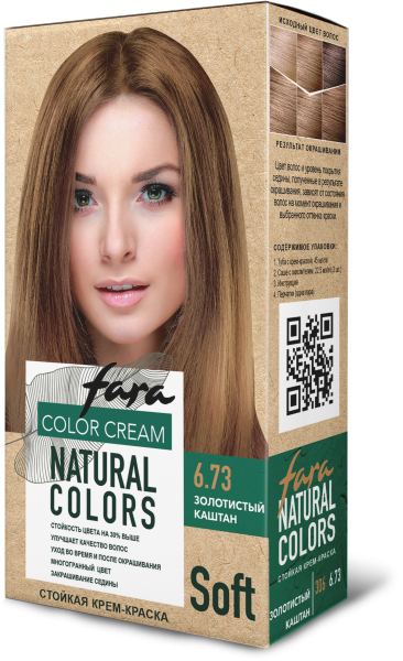Fara Стойкая крем-краска для волос Natural Colors Soft 306 - Золотистый каштан 6.73 Fara Стойкая крем-краска для волос Natural Colors Soft 306 - Золотистый каштан 6.73