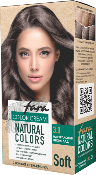 Fara Стойкая крем-краска для волос Natural Colors Soft 302 - Натуральный шоколад 3.0 Fara Стойкая крем-краска для волос Natural Colors Soft 302 - Натуральный шоколад 3.0