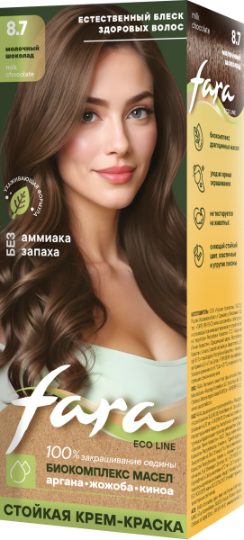 Fara Стойкая крем-краска для волос Eco Line 8.7 - Молочный шоколад