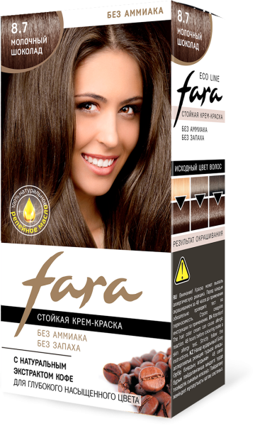 Fara Стойкая крем-краска для волос Eco Line 8.7 - Молочный шоколад Fara Стойкая крем-краска для волос Eco Line 8.7 - Молочный шоколад