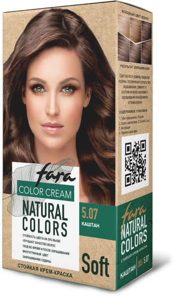 Fara Стойкая крем-краска для волос Natural Colors Soft 305 - Каштан 5.07 Fara Стойкая крем-краска для волос Natural Colors Soft 305 - Каштан 5.07