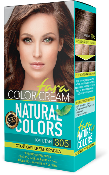 Fara Стойкая крем-краска для волос Natural Colors 305 - Каштан Fara Стойкая крем-краска для волос Natural Colors 305 - Каштан