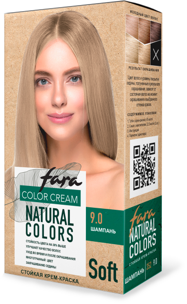 Fara Стойкая крем-краска для волос Natural Colors Soft 352 - Шампань 9.0 Fara Стойкая крем-краска для волос Natural Colors Soft 352 - Шампань 9.0
