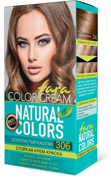 Fara Стойкая крем-краска для волос Natural Colors 306 - Золотистый каштан Fara Стойкая крем-краска для волос Natural Colors 306 - Золотистый каштан