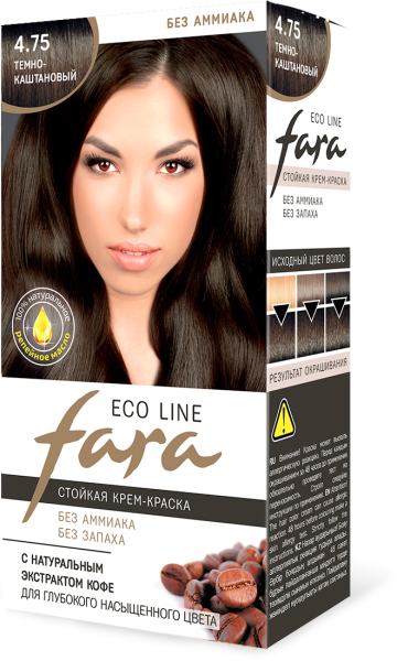 Fara Стойкая крем-краска для волос Eco Line 4.75 - Темно-каштановый Fara Стойкая крем-краска для волос Eco Line 4.75 - Темно-каштановый