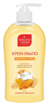 Красная линия Крем-мыло «Молоко и мед», 500 г в интернет-магазине российского производителя «Русская Косметика».