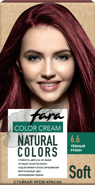 Fara Стойкая крем-краска для волос Natural Colors Soft 324 - Темный рубин 6.6 Фото Fara Стойкая крем-краска для волос Natural Colors Soft 324 - Темный рубин 6.6 в интернет-магазине производителя краски для волос «Русская Косметика».