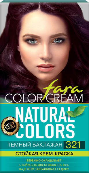 Fara Стойкая крем-краска для волос Natural Colors 321 - Темный баклажан Фото Fara Стойкая крем-краска для волос Natural Colors 321 - Темный баклажан в интернет-магазине производителя краски для волос «Русская Косметика».