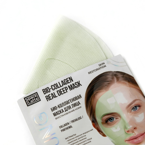 Фото Space.latte YOUNG Био-коллагеновая маска д/лица восстановление кожи SKIN RESTORATION в интернет-магазине «Русская Косметика».