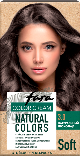 Fara Стойкая крем-краска для волос Natural Colors Soft 302 - Натуральный шоколад 3.0 Фото Fara Стойкая крем-краска для волос Natural Colors Soft 302 - Натуральный шоколад 3.0 в интернет-магазине производителя краски для волос «Русская Косметика».