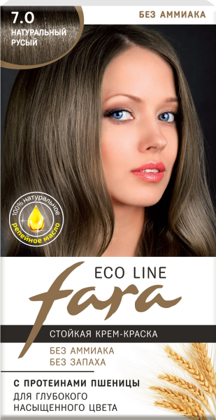 Fara Стойкая крем-краска для волос Eco Line 7.0 - Натуральный русый Фото Fara Стойкая крем-краска для волос Eco Line 7.0 - Натуральный русый в интернет-магазине производителя краски для волос «Русская Косметика».