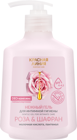 Нежный гель для интимной гигиены «Роза и Шафран» с аллантоином и молочной кислотой, 250 г в интернет-магазине российского производителя «Русская Косметика».