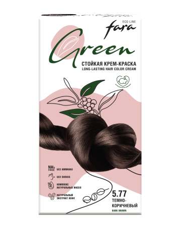 Купить Fara Стойкая крем-краска для волос Eco Line Green 5.77 – темно-коричневый в интернет-магазине производителя краски для волос «Русская Косметика».