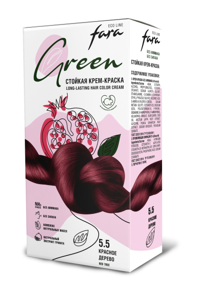 Fara Стойкая крем-краска для волос Eco Line Green 5.5 – Красное дерево Фото Fara Стойкая крем-краска для волос Eco Line Green 5.5 – Красное дерево в интернет-магазине производителя краски для волос «Русская Косметика».
