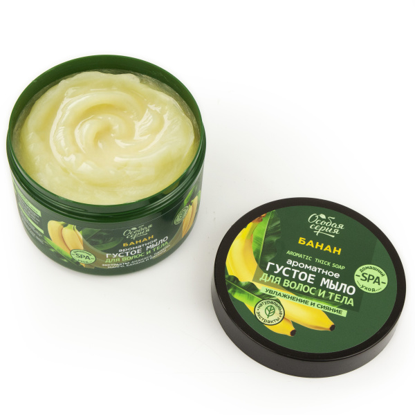 Особая серия Ароматное густое мыло для волос и тела "Банан, увлажнение и сияние", 500 мл Особая серия Ароматное густое мыло для волос и тела "Банан, увлажнение и сияние", 500 мл в интернет-магазине «Русская Косметика».