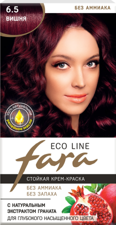 Купить Fara Стойкая крем-краска для волос Eco Line 6.5 - Вишня в интернет-магазине производителя краски для волос «Русская Косметика».