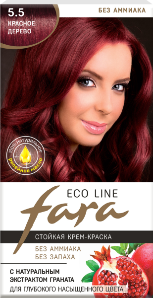 Fara Стойкая крем-краска для волос Eco Line 5.5 - Красное дерево Фото Fara Стойкая крем-краска для волос Eco Line 5.5 - Красное дерево в интернет-магазине производителя краски для волос «Русская Косметика».