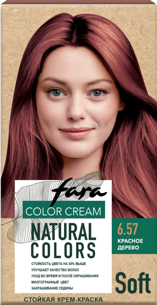 Fara Стойкая крем-краска для волос Natural Colors Soft 325 - Красное дерево 6.57 Фото Fara Стойкая крем-краска для волос Natural Colors Soft 325 - Красное дерево 6.57 в интернет-магазине производителя краски для волос «Русская Косметика».
