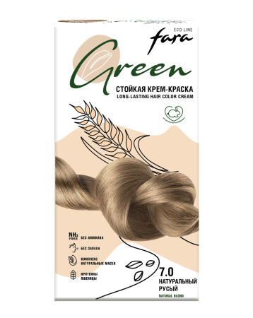 Купить Fara Стойкая крем-краска для волос Eco Line Green 7.0 – натуральный русый в интернет-магазине производителя краски для волос «Русская Косметика».