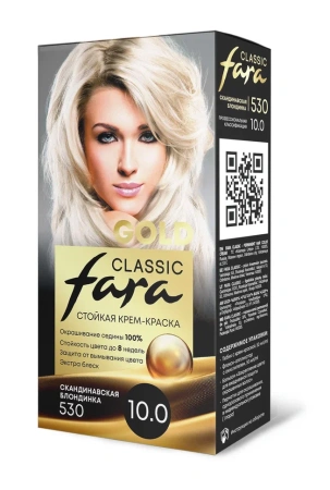 Купить Fara Classic Gold Стойкая крем-краска для волос 530 Скандинавская блондинка - 10.0 в интернет-магазине производителя краски для волос «Русская Косметика».