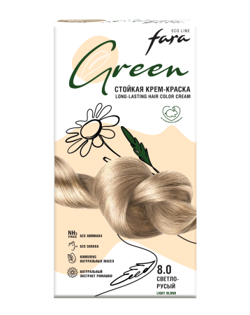 Купить Fara Стойкая крем-краска для волос Eco Line Green 8.0 – светло-русый в интернет-магазине производителя краски для волос «Русская Косметика».