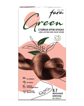 Купить Fara Стойкая крем-краска для волос Eco Line Green 8.7 – молочный шоколад в интернет-магазине производителя краски для волос «Русская Косметика».