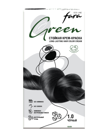 Купить Fara Стойкая крем-краска для волос Eco Line Green 1.0 – Черный в интернет-магазине производителя краски для волос «Русская Косметика».