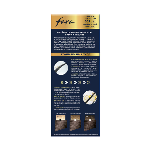 Фото Fara NC NEW Стойкая крем-краска для волос тон 302/3.0 - Натуральный шоколад в интернет-магазине производителя краски для волос «Русская Косметика».