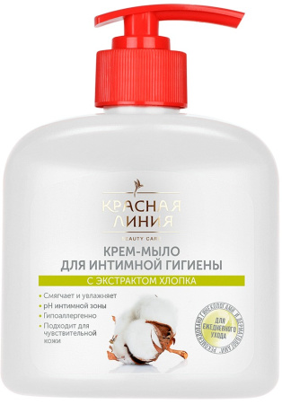 Красная линия Крем-мыло для интимной гигиены с экстрактом хлопка, 250 г в интернет-магазине российского производителя «Русская Косметика».