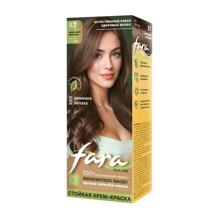 Купить Fara Стойкая крем-краска для волос Eco Line 8.7 - Молочный шоколад в интернет-магазине производителя краски для волос «Русская Косметика».