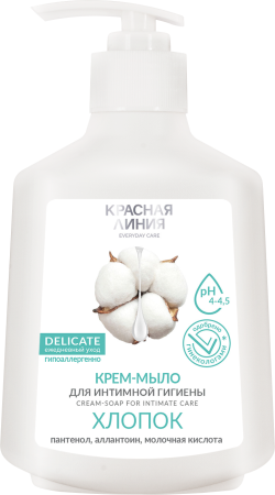 Красная линия Крем-мыло для интимной гигиены с экстрактом хлопка, 250 г в интернет-магазине российского производителя «Русская Косметика».