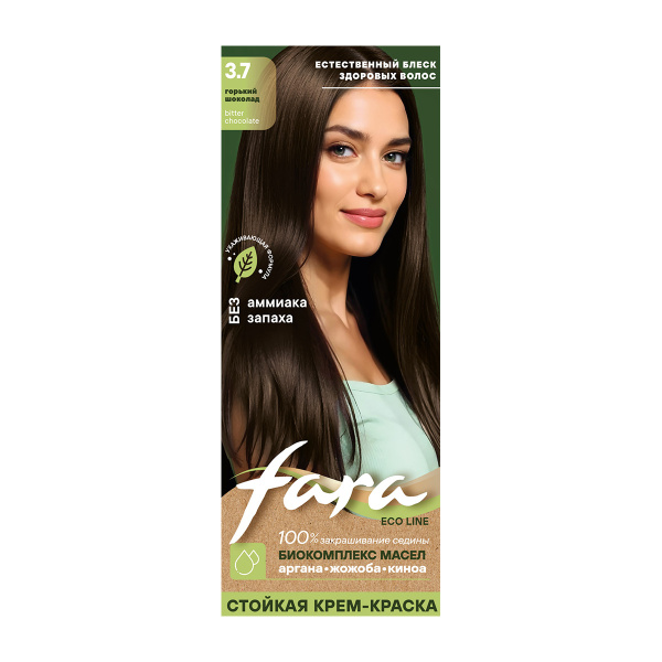 Фото Fara Стойкая крем-краска для волос Eco Line 3.7 - Горький шоколад в интернет-магазине производителя краски для волос «Русская Косметика».
