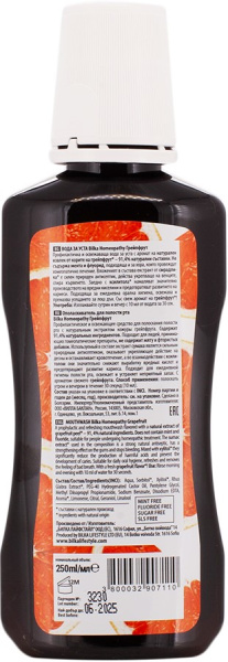 Bilka Ополаскиватель для полости рта "Homeopathy" Грейпфрут, 250 мл Фото зубной пасты и ополаскивателя для рта в интернет-магазине «Русская Косметика».