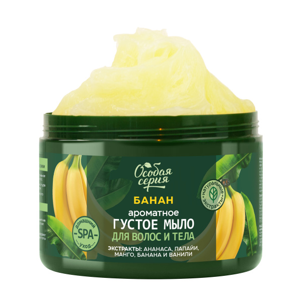 Особая серия Ароматное густое мыло для волос и тела "Банан, увлажнение и сияние", 500 мл Особая серия Ароматное густое мыло для волос и тела "Банан, увлажнение и сияние", 500 мл в интернет-магазине «Русская Косметика».