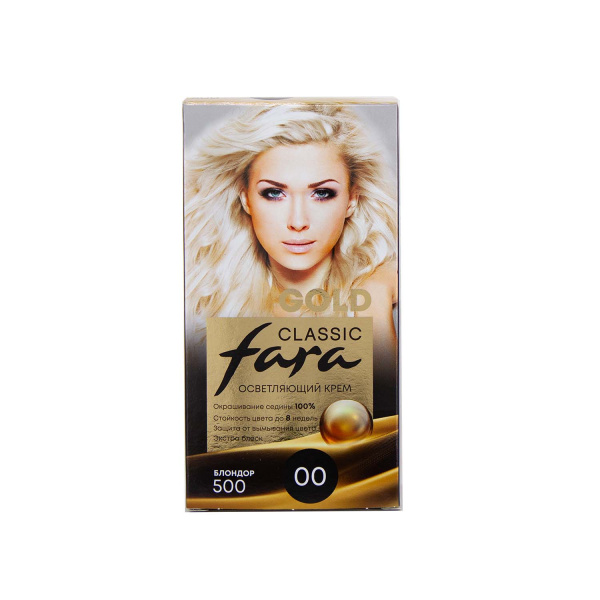 Fara Classic Gold Осветляющий крем 500 Блондор - 00 Фото Fara Classic Gold Осветляющий крем 500 Блондор - 00 в интернет-магазине производителя краски для волос «Русская Косметика».